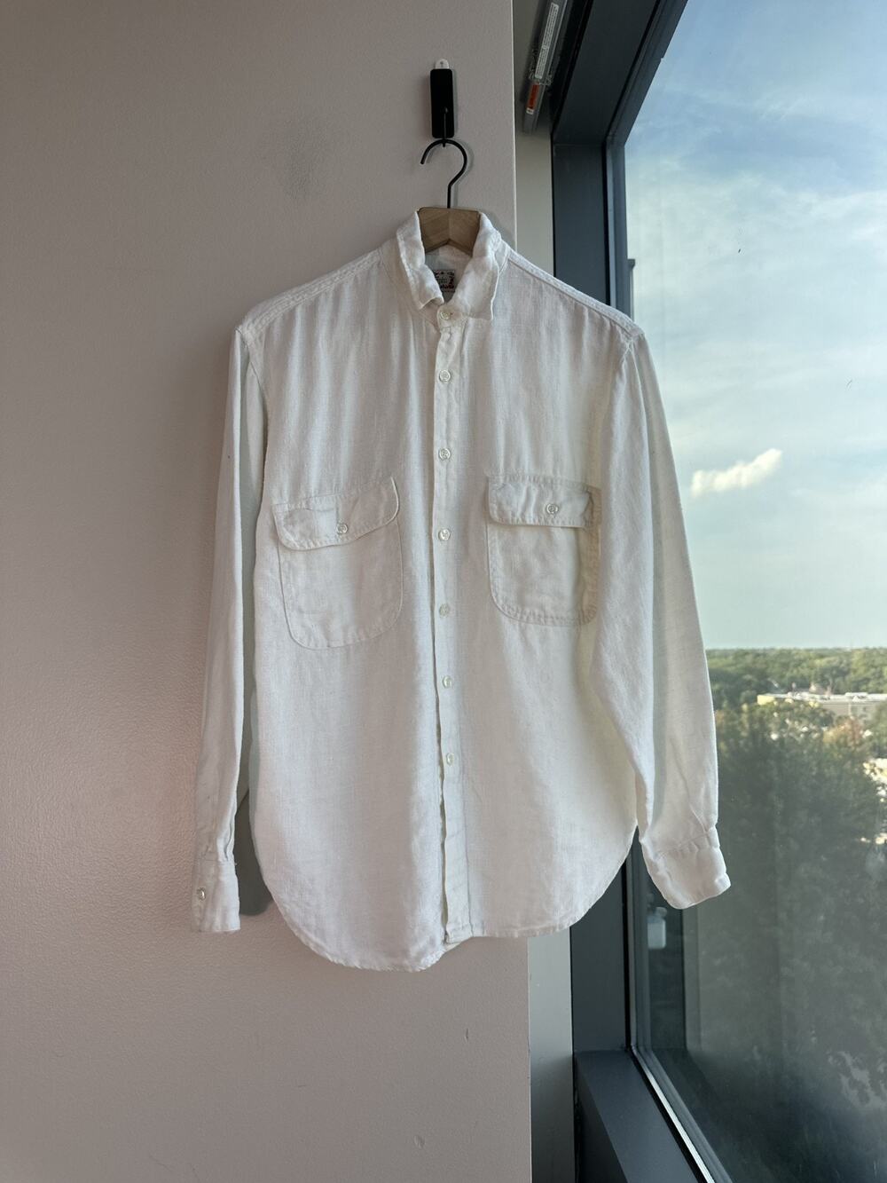For Joseph 100% Linen White Long Sleeve Utility Button Up Oversized Shirt Sz XS